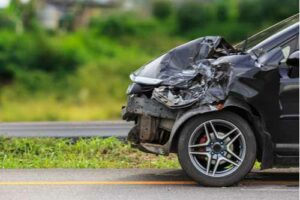 Car accident during work, damaged car