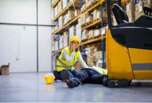 Injured warehouse worker, concept of Amazon workers' compensation