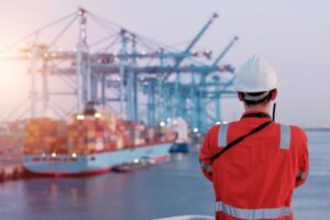 Maritime Worker Overlooking Dock