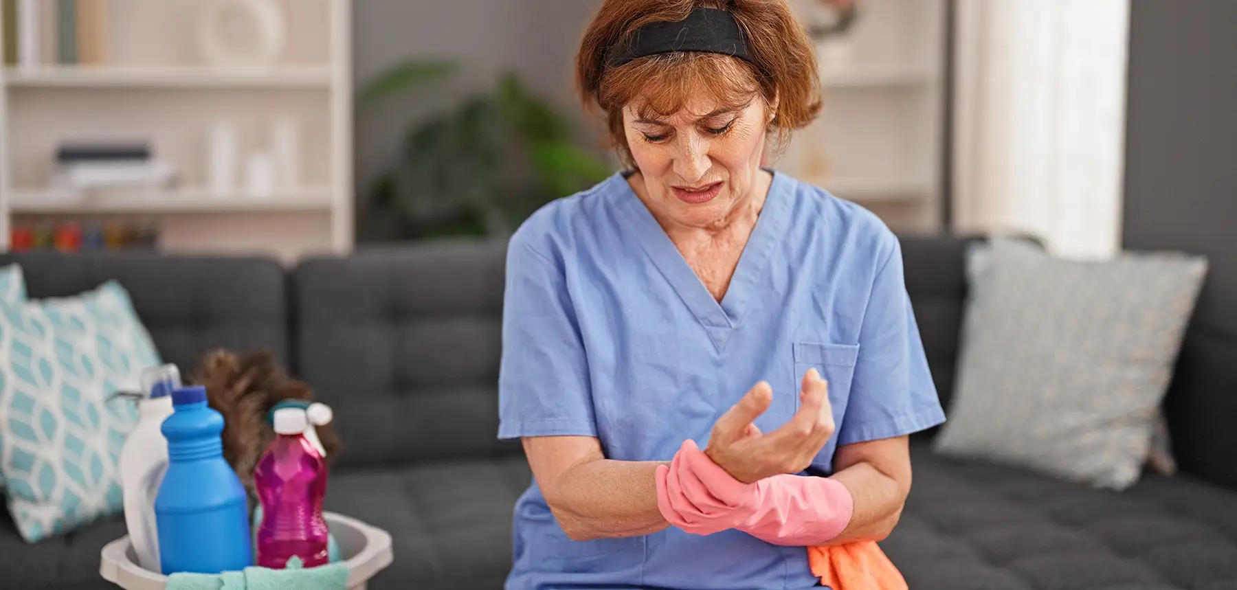 Hotel cleaner with repetitive stress injury