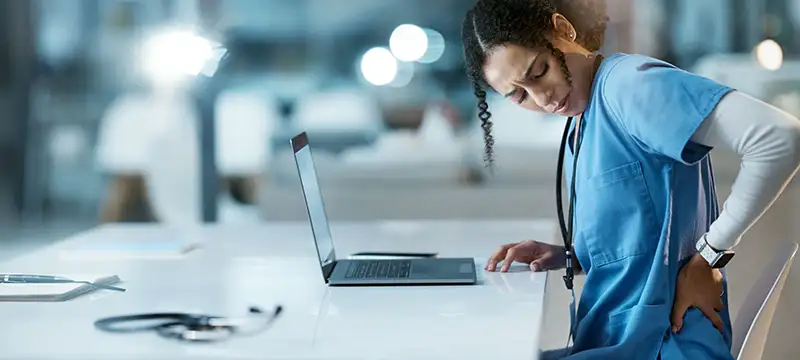 healthcare worker with back injury