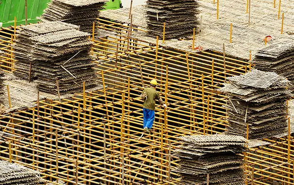 Worker on scafolding